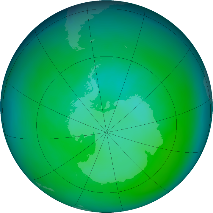 Antarctic ozone map for December 2004